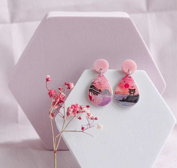 Sakura Season - Handpainted Earrings