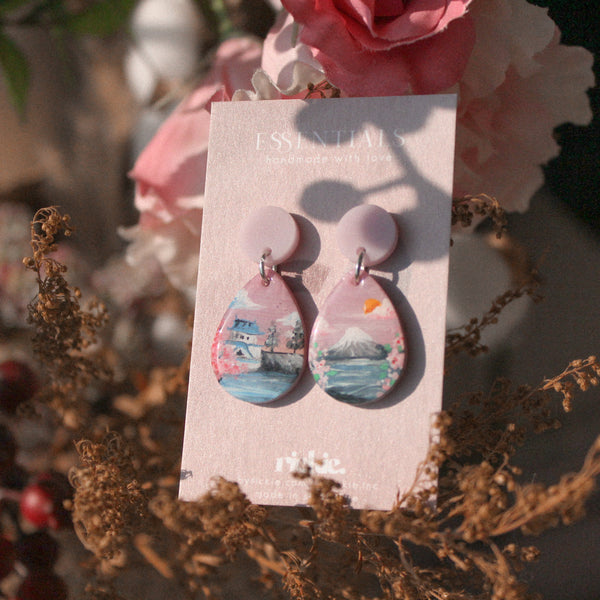 Japan in Spring - Handpainted earrings