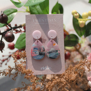 Japan in Spring - Handpainted earrings