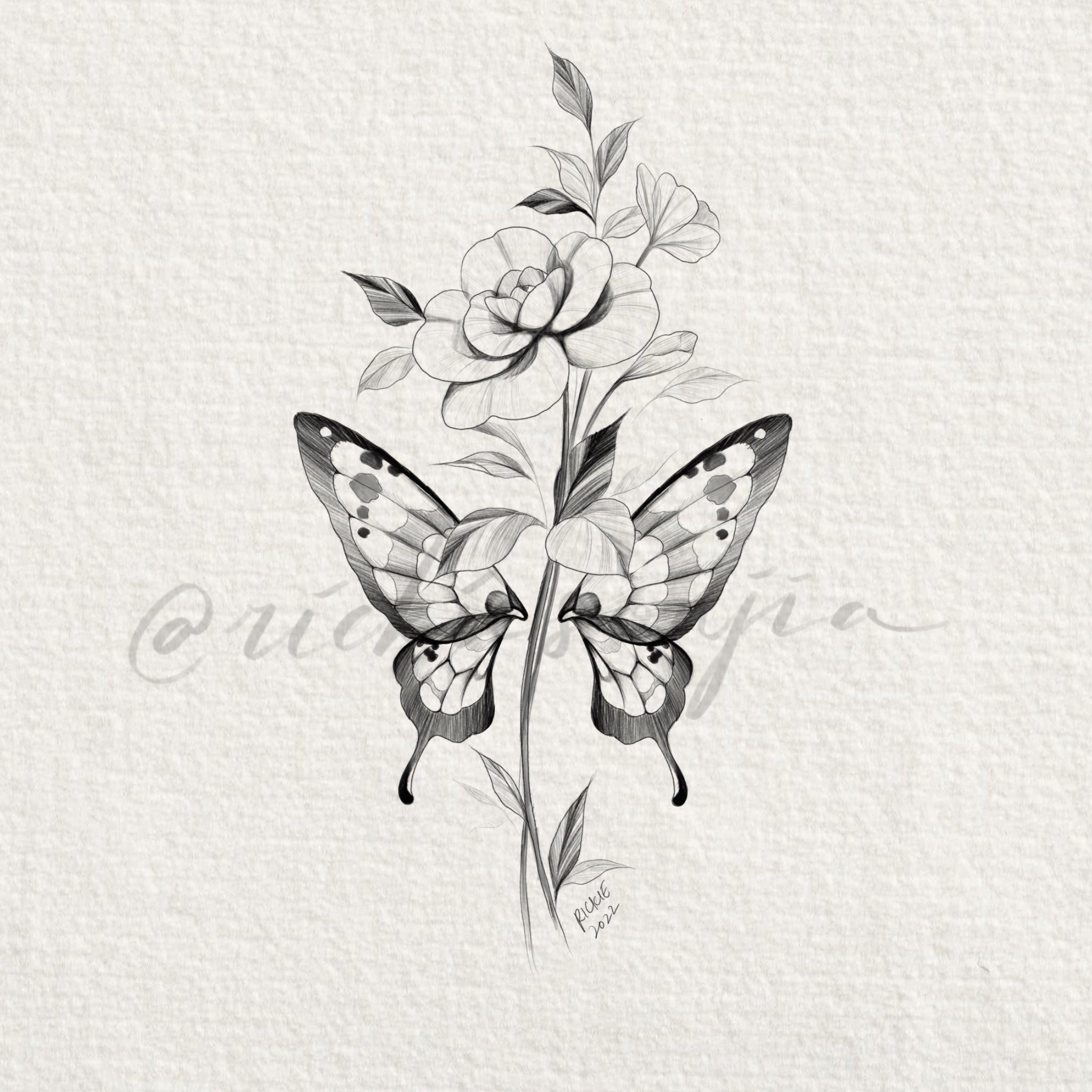 Butterfly Wings & Mini Peony Stalk